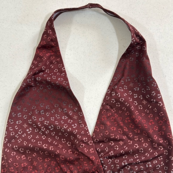 Savage x Fenty New Baby Leopard Plunge Halter Bodysuit High Cut Bottoms Wine EUC - Picture 4 of 9